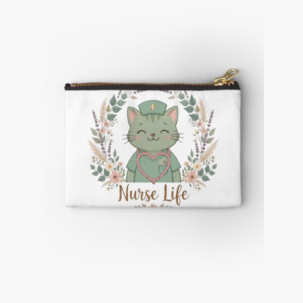 Item preview, Nurse Life Cute Cat Nurse Stethoscope Heart Floral Boho Sage designed and sold by ReginaNunn.