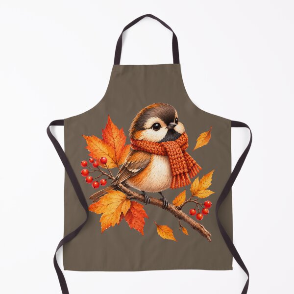 Item preview, Cute Autumn Bird with Cozy Scarf – Fall Leaves Watercolor Design designed and sold by NovaNest  Studio.