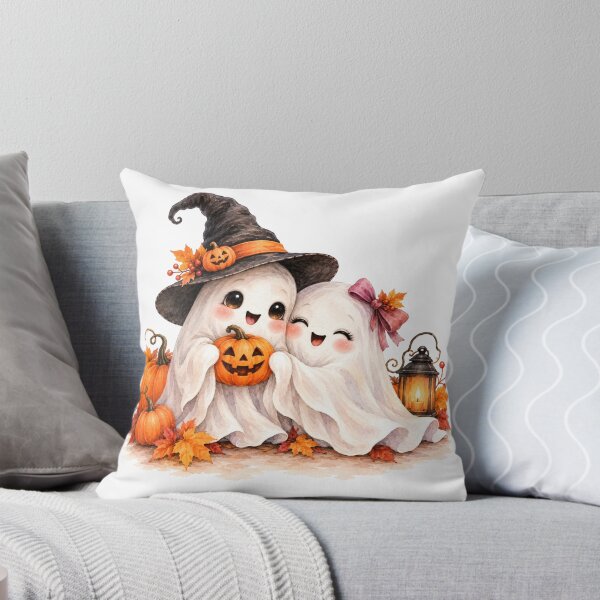 Item preview, Two Cute Halloween Ghosts with Pumpkin designed and sold by Blink Art Studio.