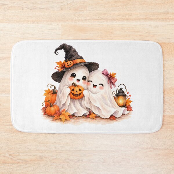 Item preview, Two Cute Halloween Ghosts with Pumpkin designed and sold by Blink Art Studio.