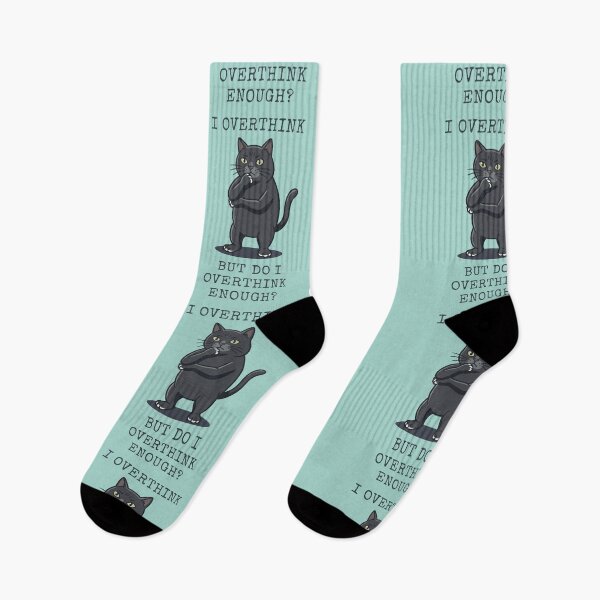 Item preview, Black Cat Overthinker Feline Pondering Humor designed and sold by d247.