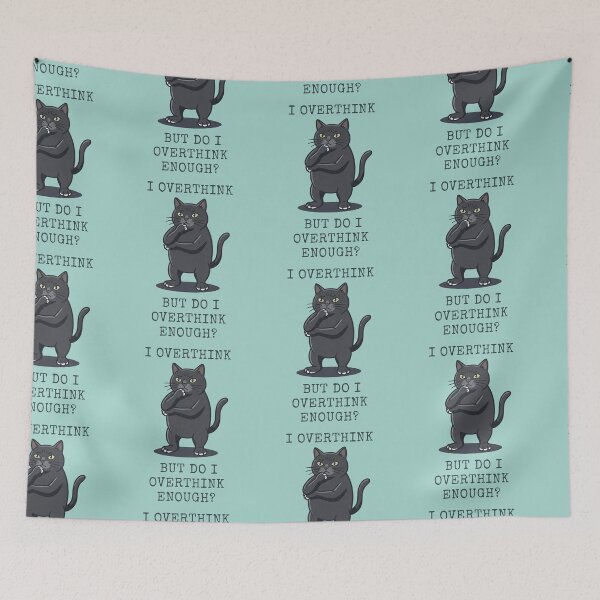 Item preview, Black Cat Overthinker Feline Pondering Humor designed and sold by d247.