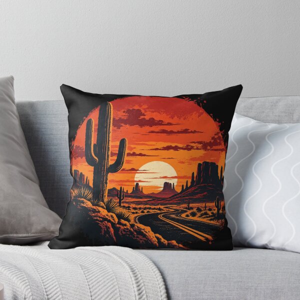 Item preview, Desert Afterglow – Desert Highway Sunset with Saguaro Cactus and Red Rock Mountains designed and sold by GingaArt.