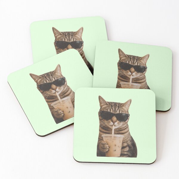 Item preview, Cool Tabby Cat in Sunglass Drinking Iced Latte designed and sold by creativerooney.