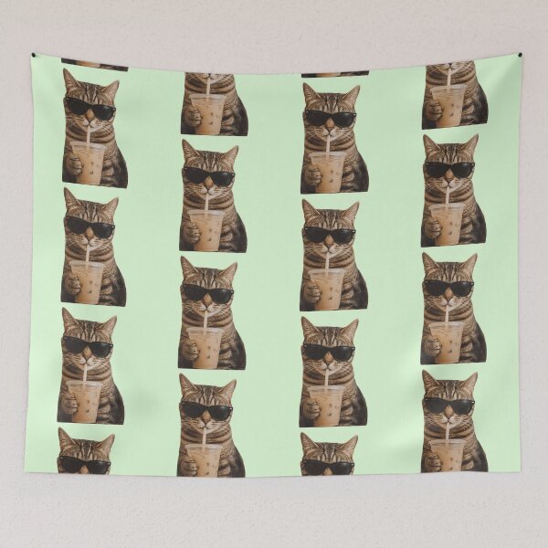 Item preview, Cool Tabby Cat in Sunglass Drinking Iced Latte designed and sold by creativerooney.