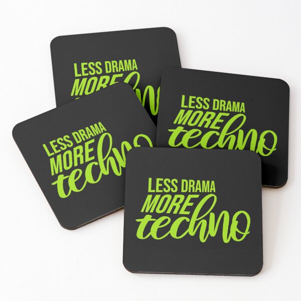 Item preview, Less drama more techno Party Festival Logo Text designed and sold by shirt-o-mat.