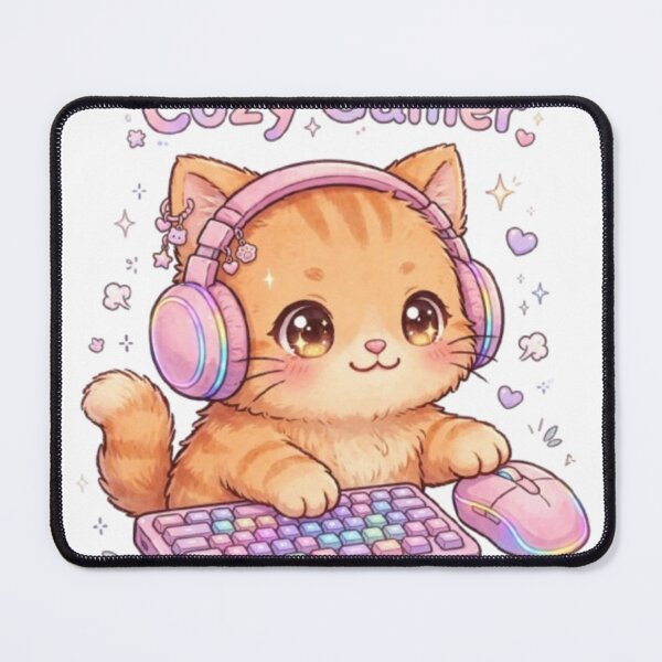 Item preview, Cozy Streamer Cat Calico VTuber Pink Headset Kawaii Gaming designed and sold by ReginaNunn.