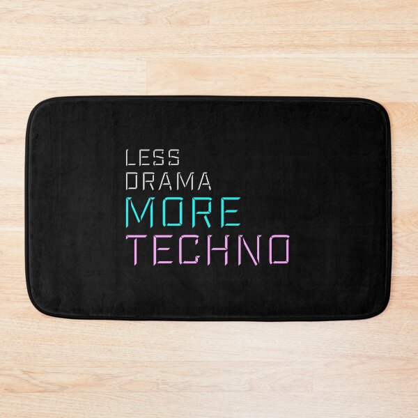 Item preview, Less drama more techno Party Festival Logo Text designed and sold by shirt-o-mat.