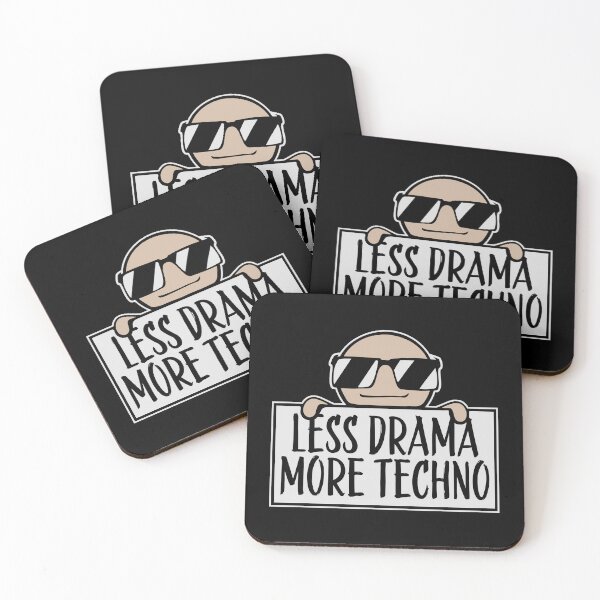 Item preview, Menos drama, más techno. Texto del logotipo del festival de fiestas. designed and sold by shirt-o-mat.