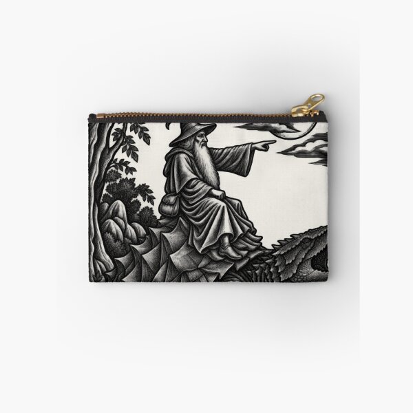Item preview, Wizard Riding Giant Snapping Turtle Dark - Vintage Fantasy Woodcut Art designed and sold by AmiGraph.