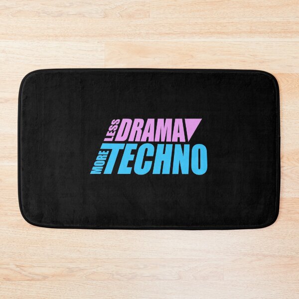 Item preview, Less drama more techno Party Festival Logo Text designed and sold by shirt-o-mat.