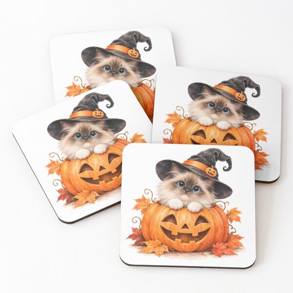 Item preview, Cute Ragdoll Kitten in Halloween Pumpkin designed and sold by Blink Art Studio.