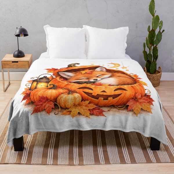 Item preview, Sleeping Baby Fox in Halloween Pumpkin designed and sold by Blink Art Studio.