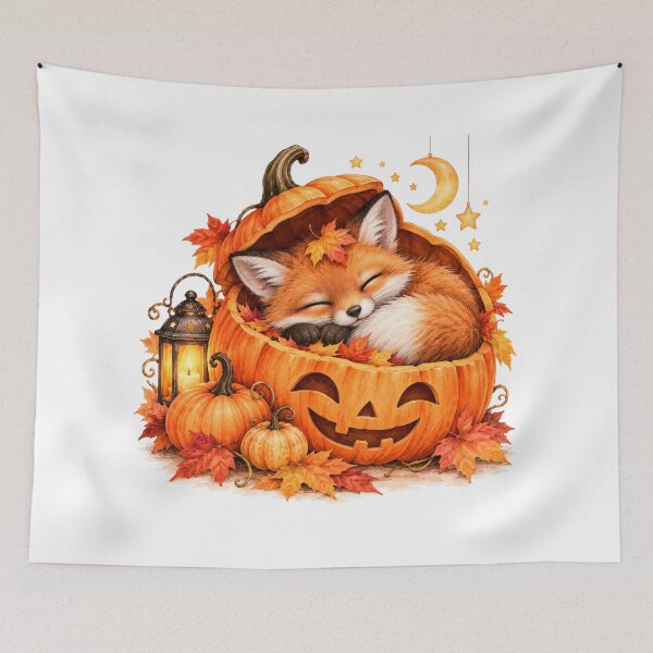 Item preview, Sleeping Baby Fox in Halloween Pumpkin designed and sold by Blink Art Studio.