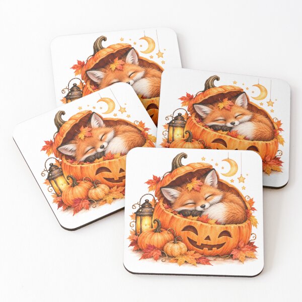 Item preview, Sleeping Baby Fox in Halloween Pumpkin designed and sold by Blink Art Studio.