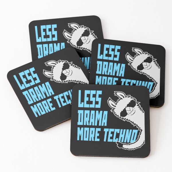 Item preview, Less drama more techno Party Festival Cool Llama designed and sold by shirt-o-mat.