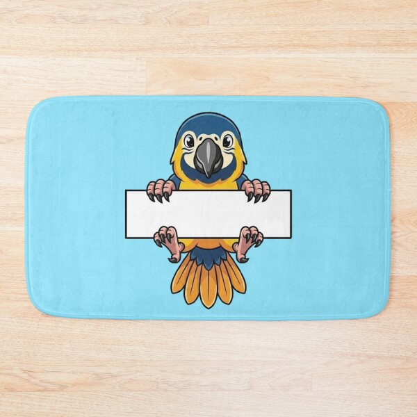 Item preview, Cute Macaw Parrot Holding Blank Sign Cartoon designed and sold by PetalsPaws.