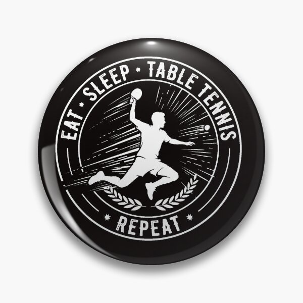 Aperçu de l'œuvre Manger, dormir, ping-pong, répéter - Silhouette de joueur de badge vintage créée et vendue par Love is beautiful. .