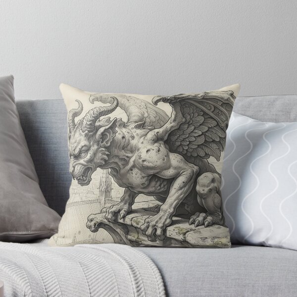 Item preview, Gothic Cathedral Gargoyle Sketch – Dark Academia Art designed and sold by Marip1974.