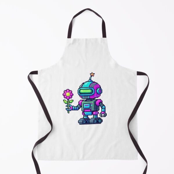 Item preview, Pixel Art Robot With Flower - Cute Retro Sci-Fi designed and sold by The Red Lime.