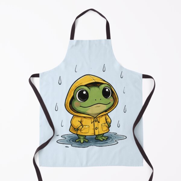 Item preview, Cute Frog in Yellow Raincoat Rainy Day Kawaii Cottagecore Art designed and sold by QCena.