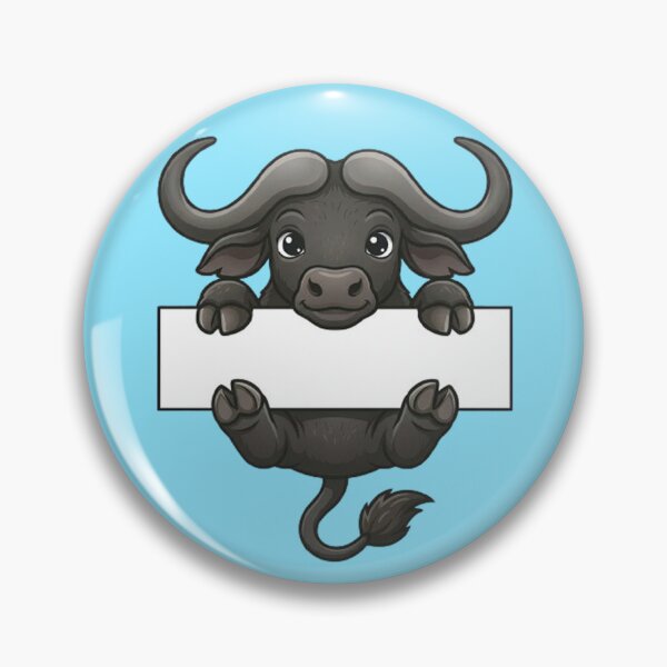 Item preview, Cute Buffalo Holding Blank Sign Cartoon designed and sold by PetalsPaws.