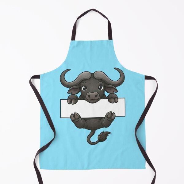 Item preview, Cute Buffalo Holding Blank Sign Cartoon designed and sold by PetalsPaws.