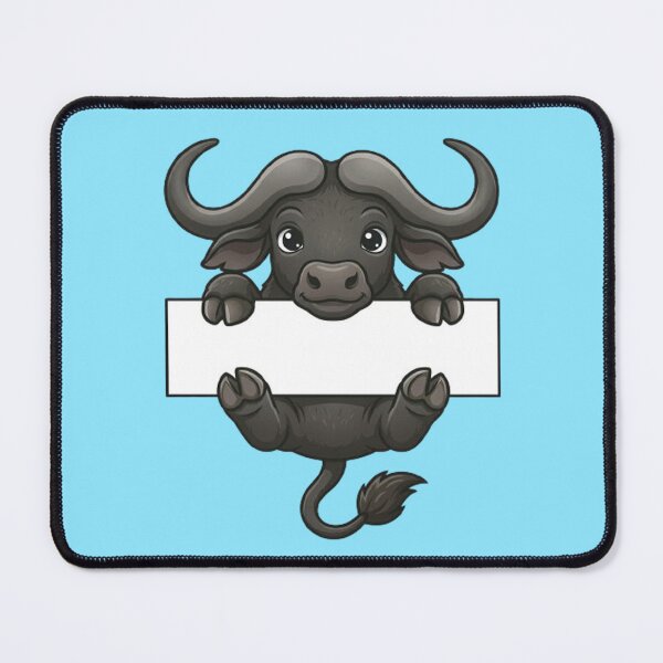 Item preview, Cute Buffalo Holding Blank Sign Cartoon designed and sold by PetalsPaws.