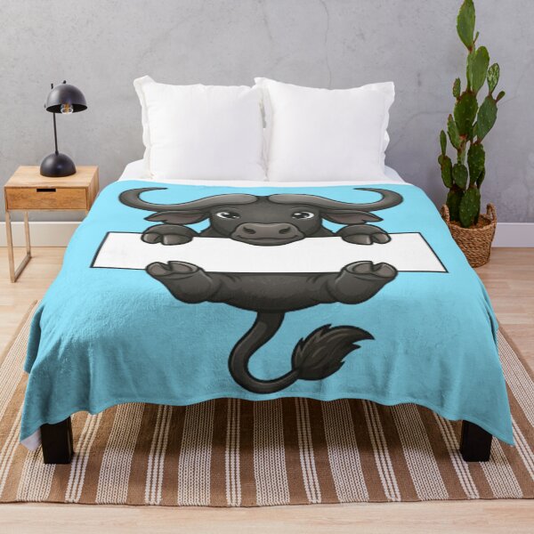 Item preview, Cute Buffalo Holding Blank Sign Cartoon designed and sold by PetalsPaws.
