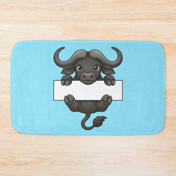 Item preview, Cute Buffalo Holding Blank Sign Cartoon designed and sold by PetalsPaws.