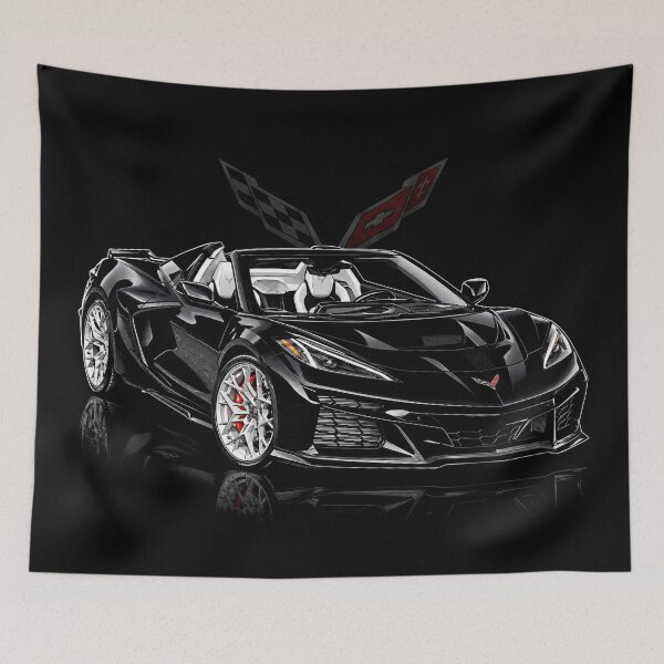 Item preview, 2026 Black Corvette C8 Convertible – American Supercar Art designed and sold by Stinky Lincy's Apparel Company.