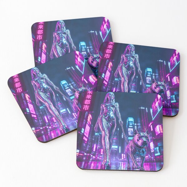 Item preview, Cyberpunk Chrome Woman Pitbull Neon Sticker LazyDayzCo designed and sold by LazyDayzCo.