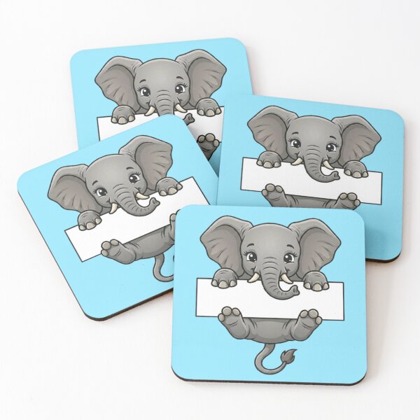 Item preview, Cute Elephant Holding Blank Sign Cartoon designed and sold by PetalsPaws.