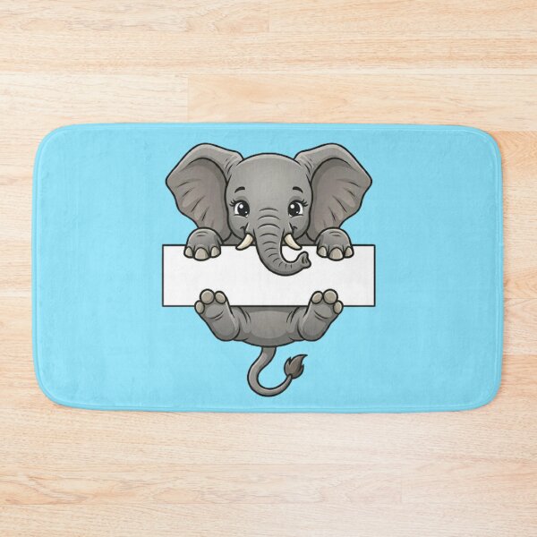 Item preview, Cute Elephant Holding Blank Sign Cartoon designed and sold by PetalsPaws.