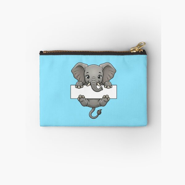 Item preview, Cute Elephant Holding Blank Sign Cartoon designed and sold by PetalsPaws.
