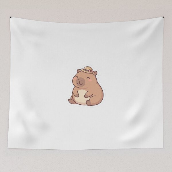 Item preview, Kawaii Capybara With Straw Hat - Cute Chill Animal designed and sold by The Red Lime.