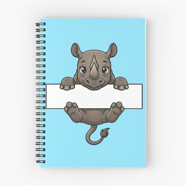 Item preview, Cute Rhino Holding Blank Sign Cartoon designed and sold by PetalsPaws.