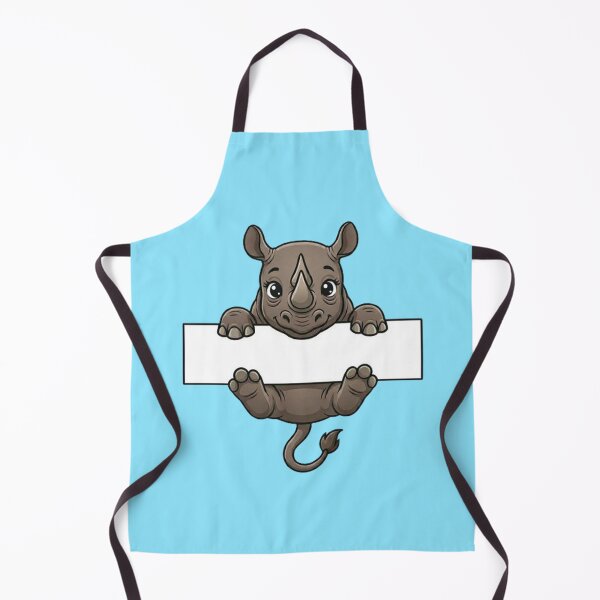 Item preview, Cute Rhino Holding Blank Sign Cartoon designed and sold by PetalsPaws.