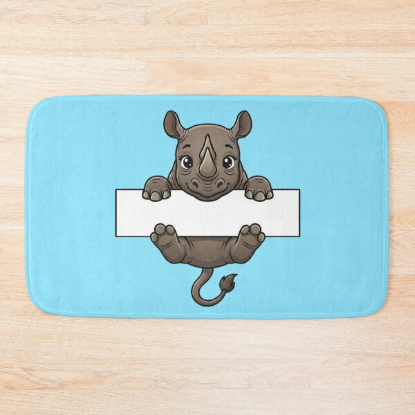 Item preview, Cute Rhino Holding Blank Sign Cartoon designed and sold by PetalsPaws.