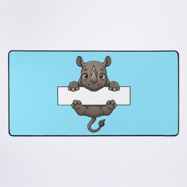 Item preview, Cute Rhino Holding Blank Sign Cartoon designed and sold by PetalsPaws.
