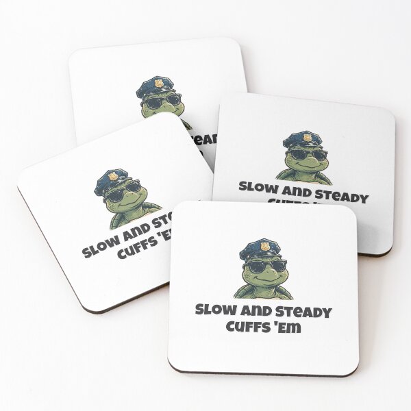 Item preview, Slow And Steady Cuffs 'Em Funny Turtle Police Design designed and sold by Wild Shades.