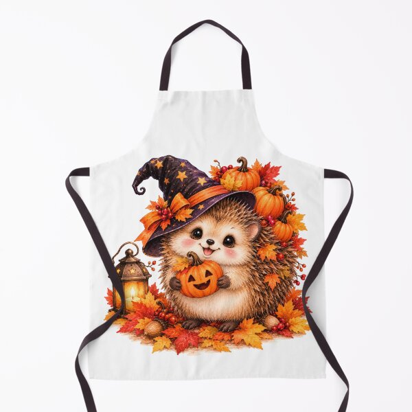 Item preview, Cute Halloween Hedgehog with Pumpkins and Witch Hat designed and sold by Blink Art Studio.