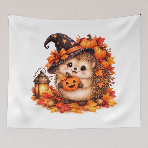 Item preview, Lindo erizo de Halloween con calabazas y sombrero de bruja designed and sold by Blink Art Studio.