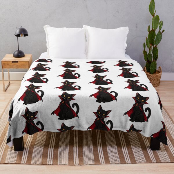Item preview, Cute Black Vampire Cat Halloween Vector Art, Gothic Kitty with Red Cape and Fangs designed and sold by t-patterns.