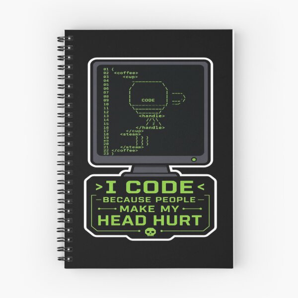 Item preview, I Code Because People Make My Head Hurt Funny Programmer Hacker designed and sold by PozivoPlus.