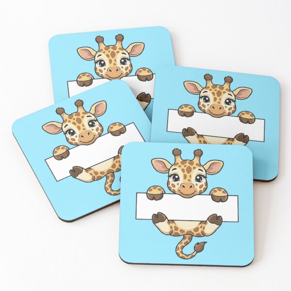 Item preview, Cute Giraffe Holding Blank Sign Cartoon designed and sold by PetalsPaws.