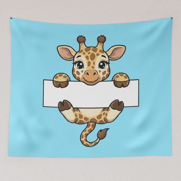 Item preview, Cute Giraffe Holding Blank Sign Cartoon designed and sold by PetalsPaws.
