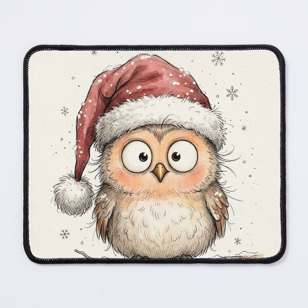 Item preview, Cute Christmas Owl in Santa Hat – Whimsical Winter Watercolor Art designed and sold by Darlin8888.