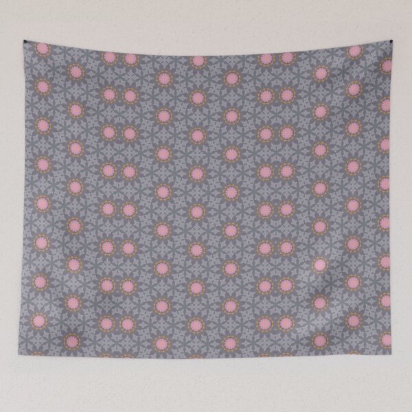 Item preview, Smoky Slate Blue Muted Violet Golden Ochre Hexagonal Tile Pattern Mandala - Duvet Cover designed and sold by ArithraStudio.