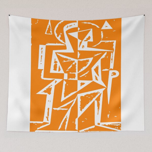 Item preview, Geometric Saint Orange Linocut Art designed and sold by Zentvent Quarter.